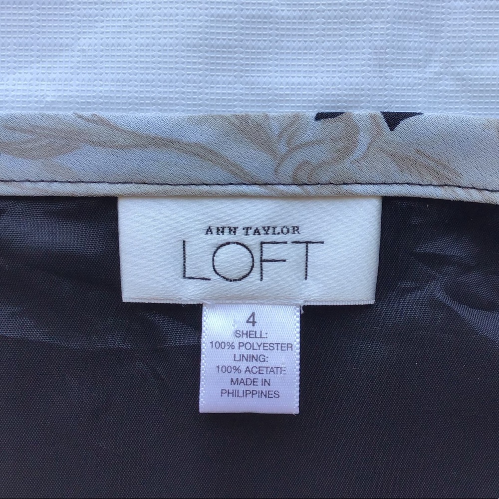 ANN TAYLOR‎ LOFT skirt floral a-line black & white sz 4 - Picture 8 of 8